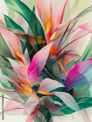 A vibrant painting showcasing a variety of colorful flowers in full bloom, creating a lively and cheerful composition.