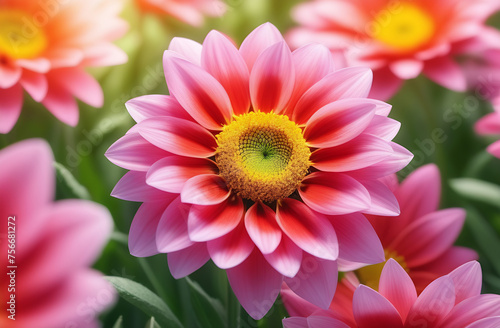 A close-up shot of a vibrant Cinquefoil flower against a spring background  with bright lighting capturing its beauty.