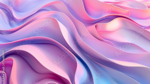 3D render, abstract background with colorful waves and curves in pink, purple and blue colors, wallpaper for mobile phone