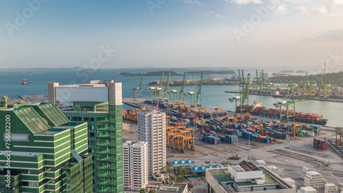Photography Commercial port of Singapore aerial timelapse.