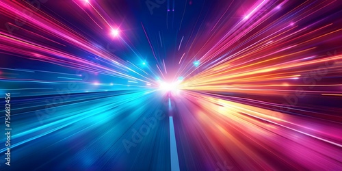 Abstract image symbolizing speed and progress with colorful light burst patterns. Concept Speed, Progress, Colorful, Abstract, Light Burst Patterns