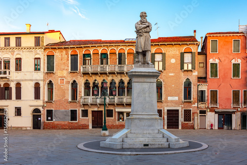Niccolo Tommaseo monument on Campo Santo Stefano, Venice, Italy