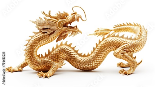 Oriental traditional Dragon artwork on red background. Lunar New Year Celebration © Damerfie