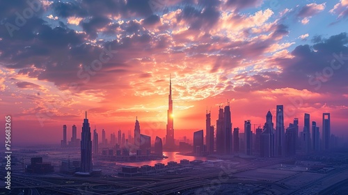 Panorama of Dubai skyline generative ai