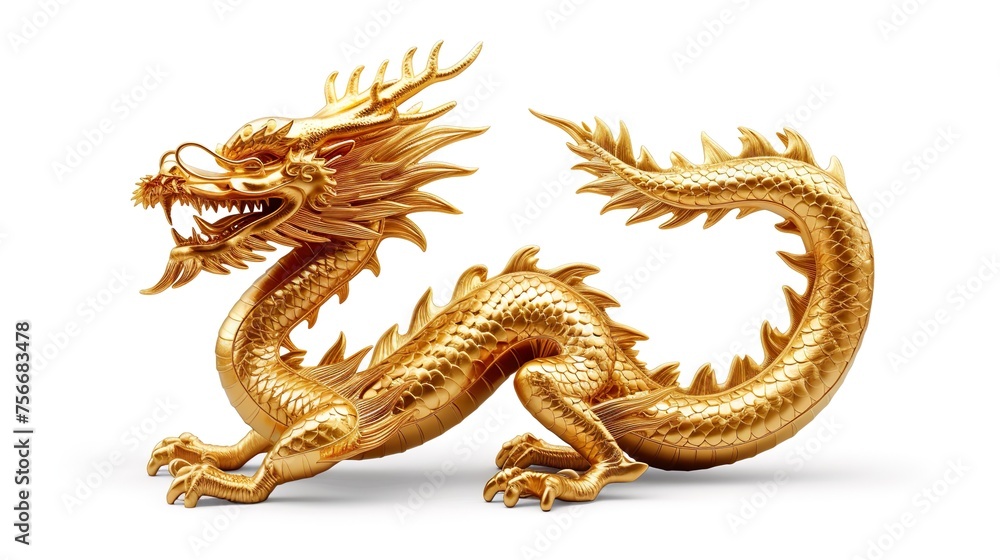 Fototapeta premium Oriental traditional Dragon artwork on red background. Lunar New Year Celebration