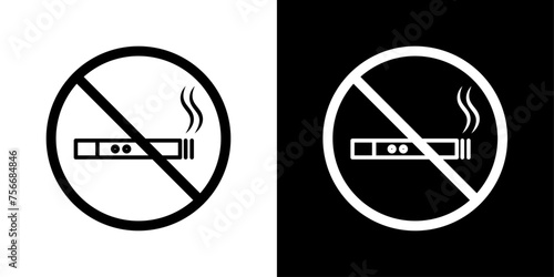 No Smoking Including Electronic Cigarettes Sign Line Icon on White Background for web. photo