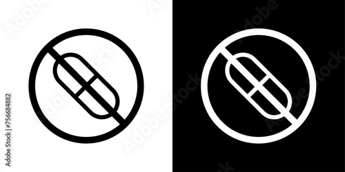 No Drugs Sign Line Icon on White Background for web.