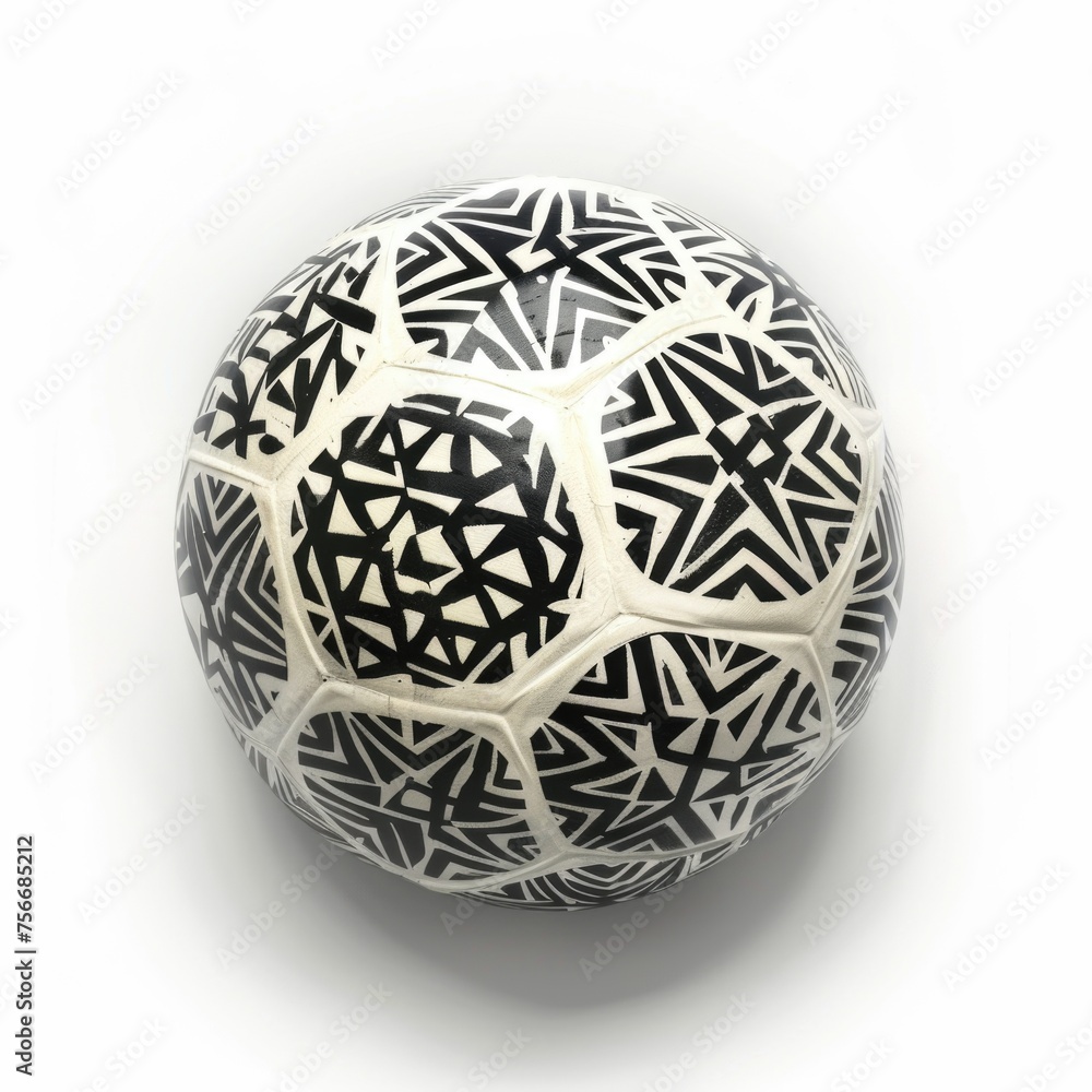 Worn Soccer Ball with Classic Black and White Pattern, Isolated on White Worn Soccer Ball with Classic Black and White Pattern, Isolated on White