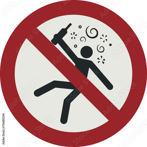PROHIBITION SIGN PICTOGRAM, NOT FOR PEOPLE IN THE STATE OF INTOXICATION ISO 7010 ? P043.eps