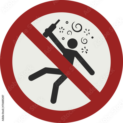 PROHIBITION SIGN PICTOGRAM, NOT FOR PEOPLE IN THE STATE OF INTOXICATION ISO 7010 – P043, SVG