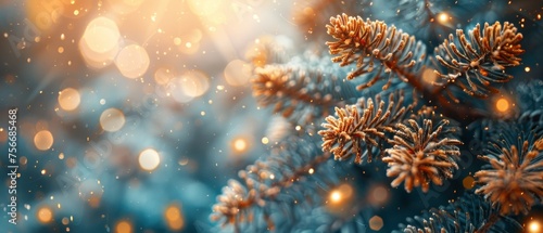 Christmas background with blurry lights, abstract
