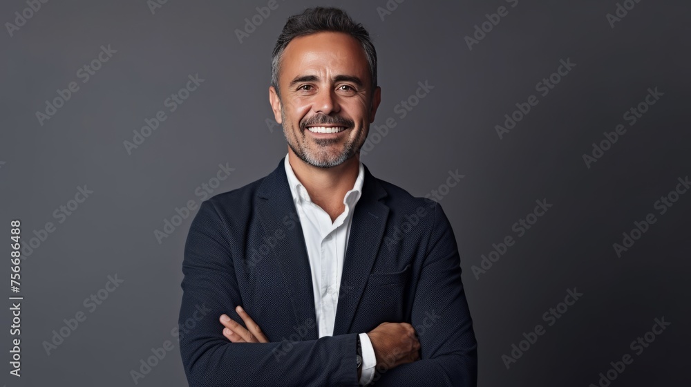 A man in a suit and tie is smiling and looking at the camera A man in a suit and tie is smiling and looking at the camera