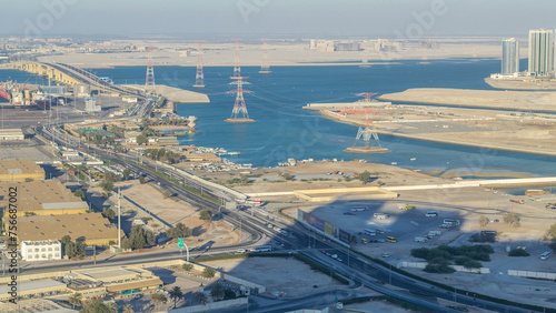 New Sheikh Khalifa Bridge in Abu Dhabi timelapse, United Arab Emirates