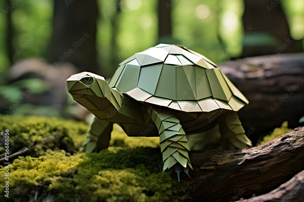 Paperstyle origami turtle, origami art, origami animal, turtle