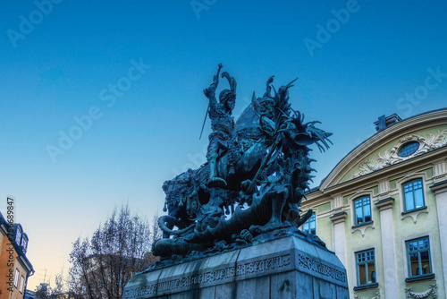 St George and dragon statue Gamla Stan Stockholm Sweden