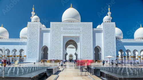 Fotografie Sheikh Zayed Grand Mosque timelapse in Abu Dhabi, the capital city of United Ara