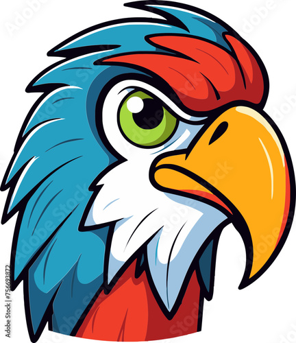 Exotic Bird Head Illustration Macaw Parrot Vector Art