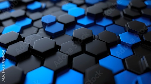 black and blue hexagons background