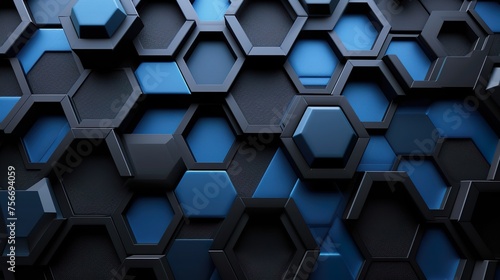 black and blue hexagons background