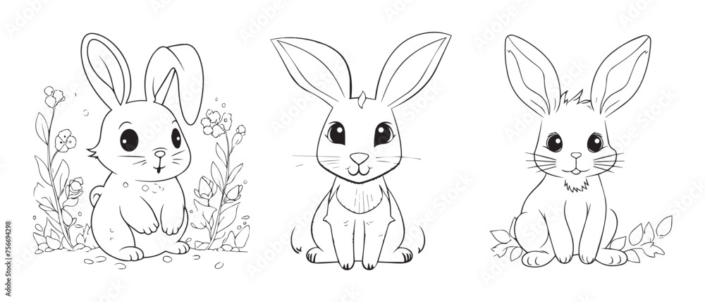 Easter Bunny icon symbol set, vector illustrations on white background Easter Bunny icon symbol set, vector illustrations on white background