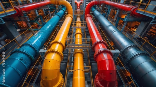 Array of Industrial Pipes in a Building