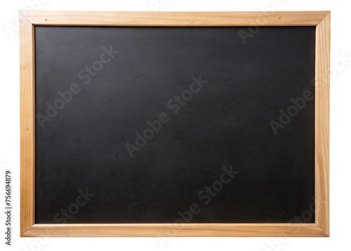 Blackboard with wooden frame isolated on transparent background. Top view.