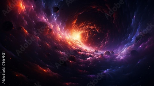 An abstract galaxy with black holes