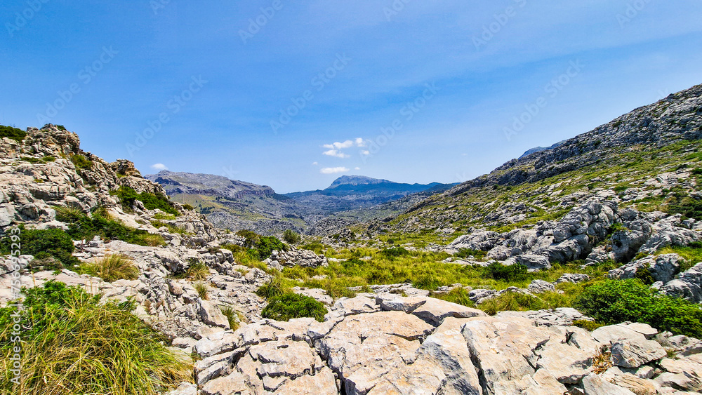 Wide angle aesthetics of the northwest mountain ranges in Mallorca, Spain