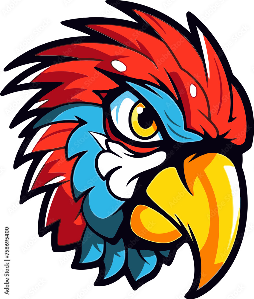 Radiant Macaw Head Profile Elegant Macaw Head Illustration