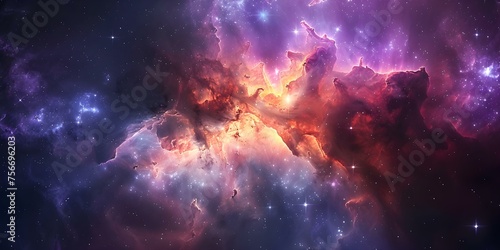 A magnificent cosmic nebula merging science and imagination. Concept Cosmic Wonders  Space Exploration  Artistic Interpretation  Celestial Beauty  Imagination Unleashed