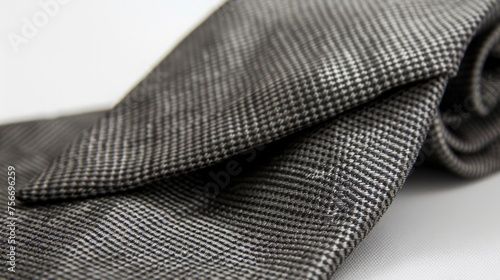 An elegant close-up photo showcasing the intricate textures and refined simplicity of a grey men's tie