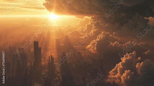 City Devastation  Atomic Mushroom Cloud