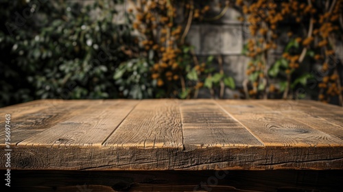 Rustic Wooden Table Setting: Copy Space for Your Design