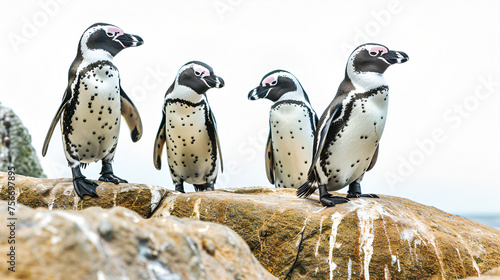 Penguins on Boulders Cape Town South Africa copy African Penguin Colony at the Beach Cape Town South Africa, Generative Ai