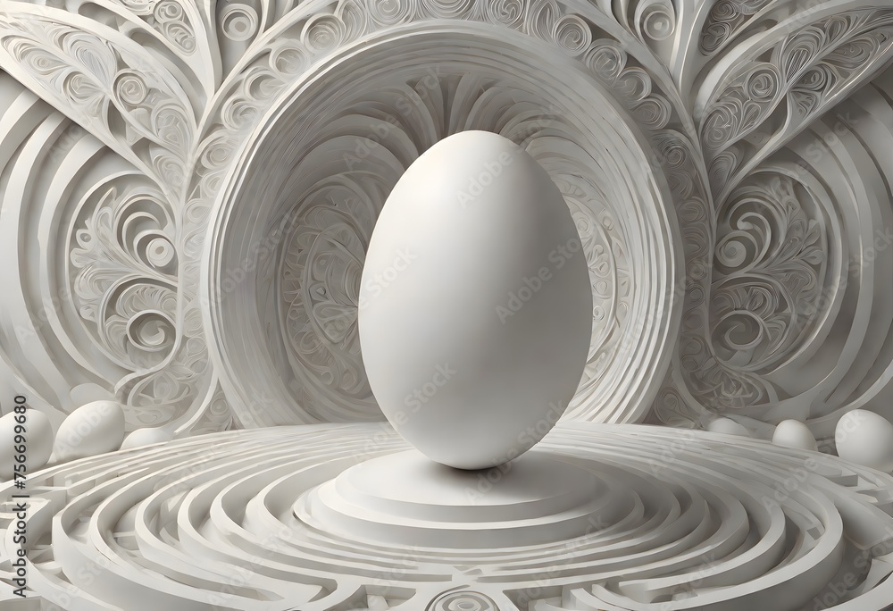 Obraz premium Radiating Lines Creating a Dynamic Effect Around a Smooth Egg, Generative AI