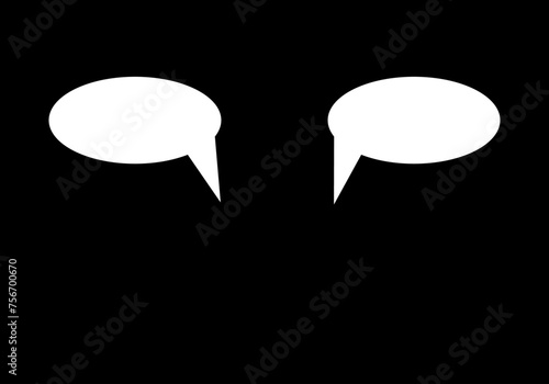2 Bocadillos gráficos blancos de un diálogo sobre fondo negro