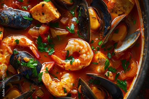 Traditional French Bouillabaisse, Rich and Aromatic Seafood Soup