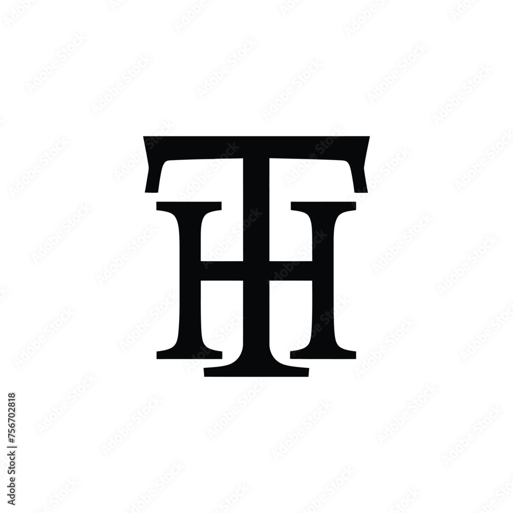 Initial letter TH or HT logo template with geometric court building line art illustration in flat design monogram symbol Initial letter TH or HT logo template with geometric court building line art illustration in flat design monogram symbol