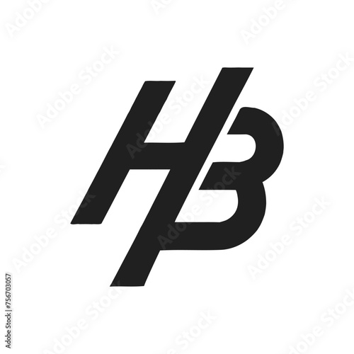 Initial letters HB rounded hexagon shape red orange simple modern logo