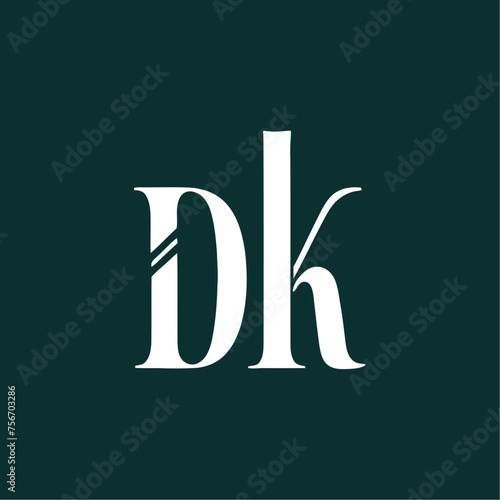 Initial letter dk logo template with luxury vintage illustration in flat design monogram symbol