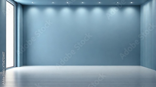Clean and simple blue wall, empty room, backdrop or bar with backlight