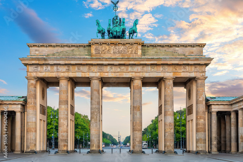 Famous Brandenburg Gate, popular place of visit, close view, Berlin, Germany