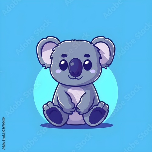 Koala funny vector illustration mascot logo design. Vector koala sitting cute creative kawaii cartoon mascot.