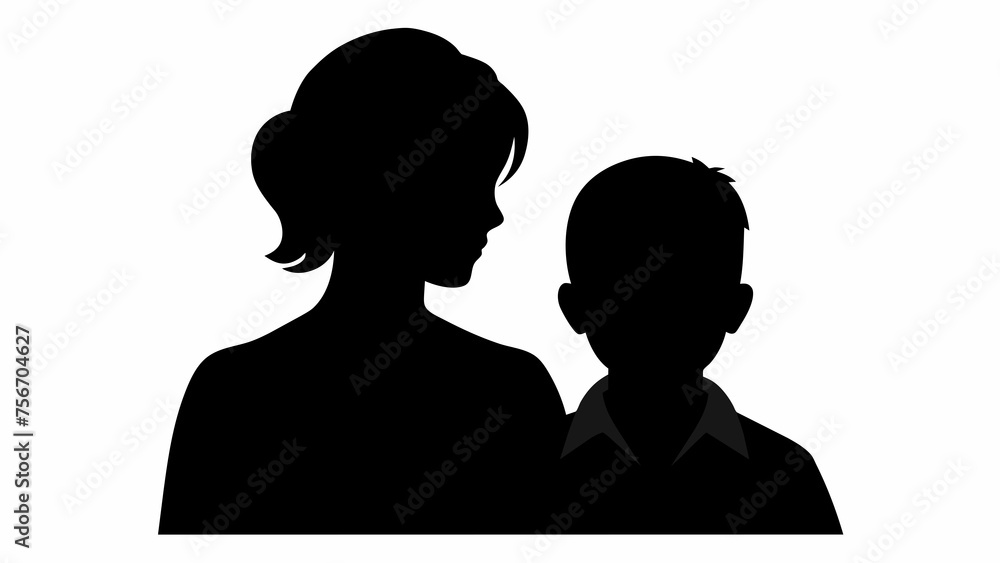 mam and son silhouette vector svg file mam and son silhouette vector svg file