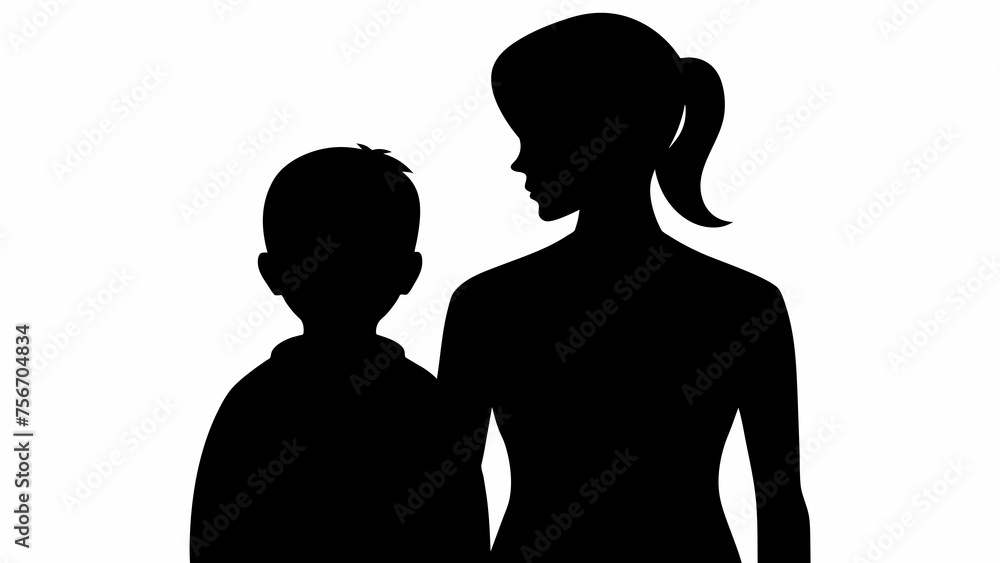  mam and son silhouette vector svg file