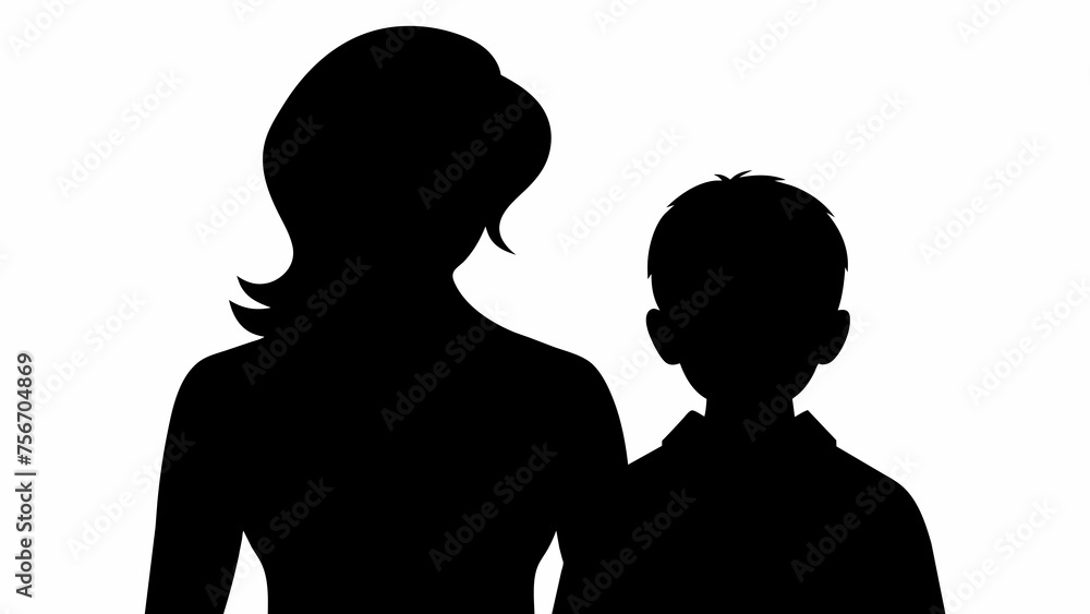 mam and son silhouette vector svg file