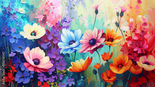 Red and yellow flower. AI generated art illustration.