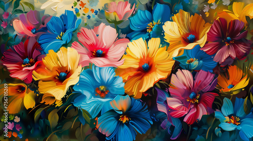 Red and yellow flower. AI generated art illustration.