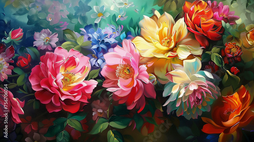 Wallpaper Mural Red and yellow flower. AI generated art illustration. Torontodigital.ca