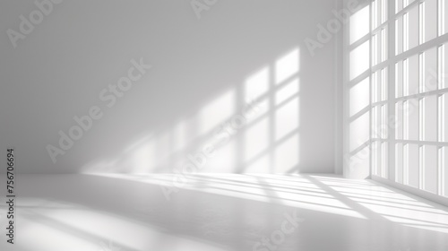 Abstract white background with white light and grey shadow   empty light interior with copy space for creative studio backdrop project.